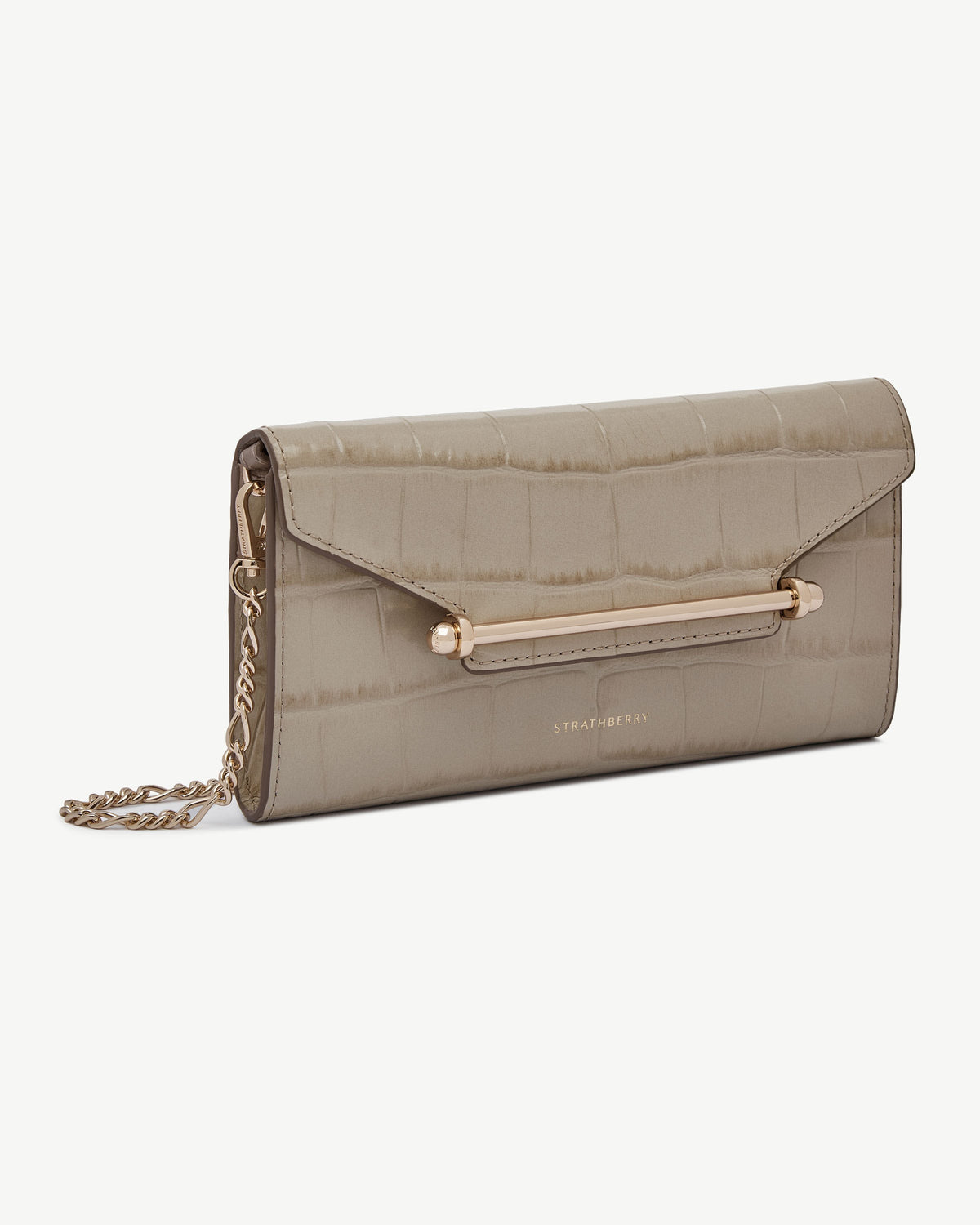 Multrees Chain Wallet - Croc-Embossed Leather Light Taupe - View 3