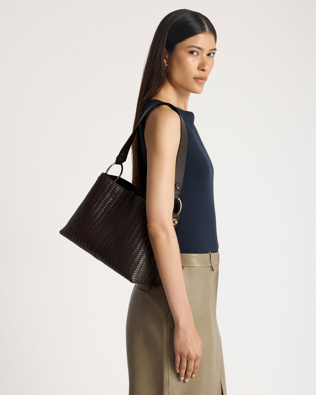 Lana Hobo - Chocolate Woven Leather - View 8