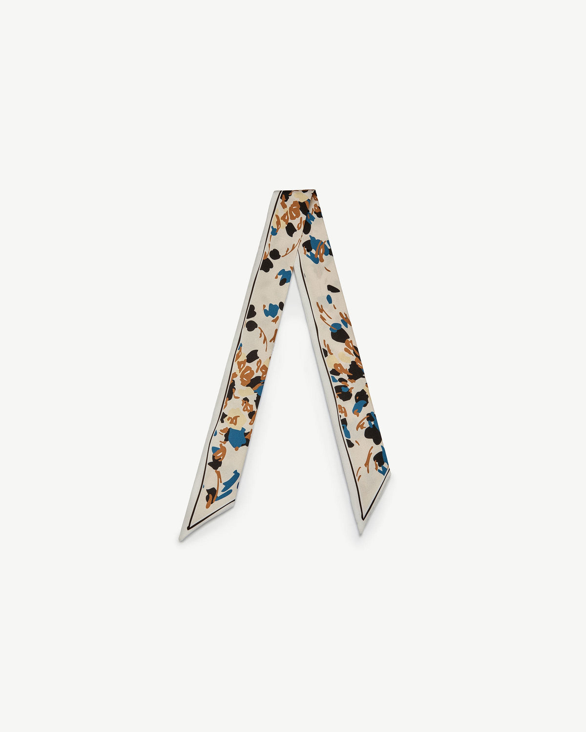 Silk Skinny Scarf - Vanilla/Blue Pop Flowers - View 2
