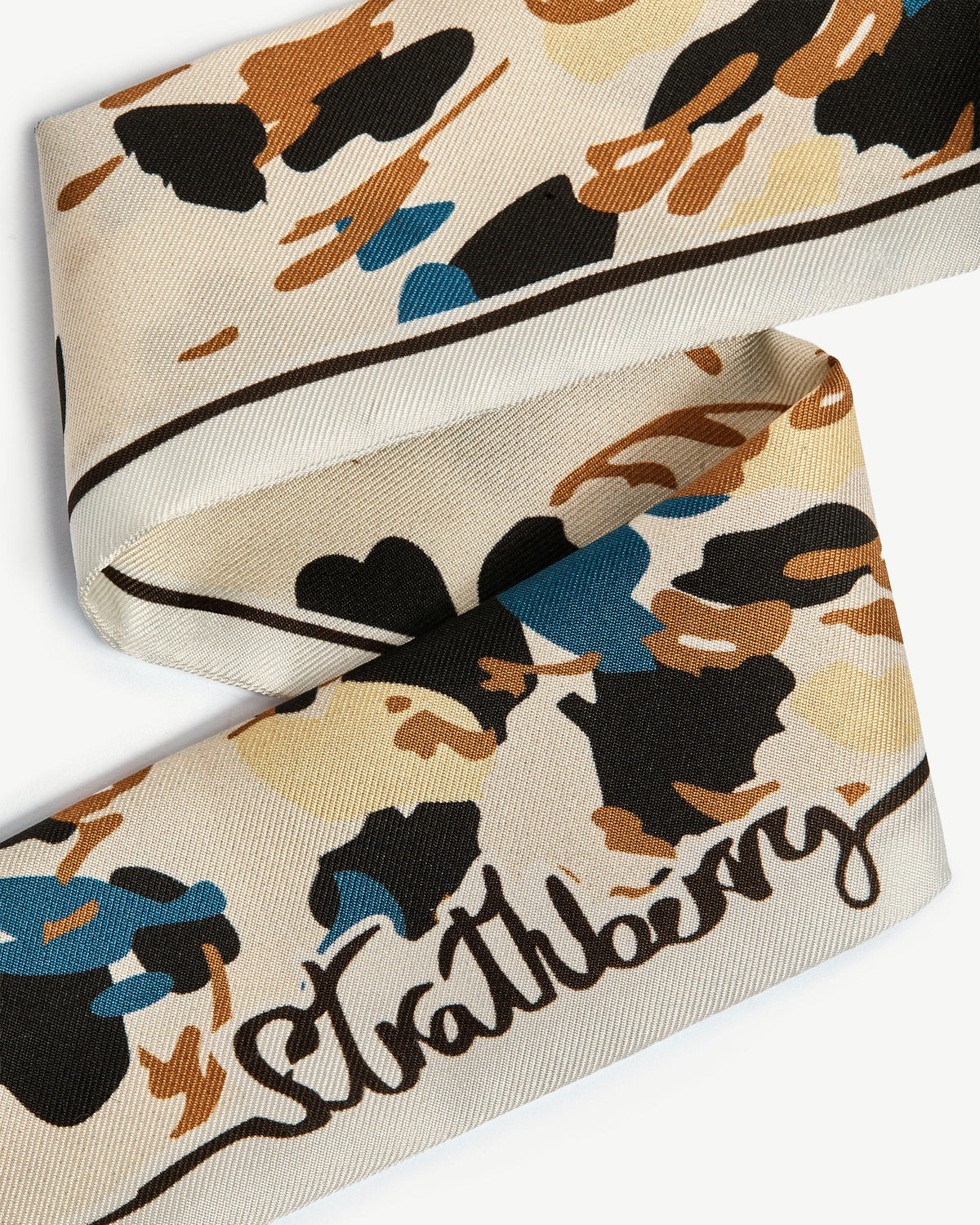 Silk Skinny Scarf - Vanilla/Blue Pop Flowers - View 3