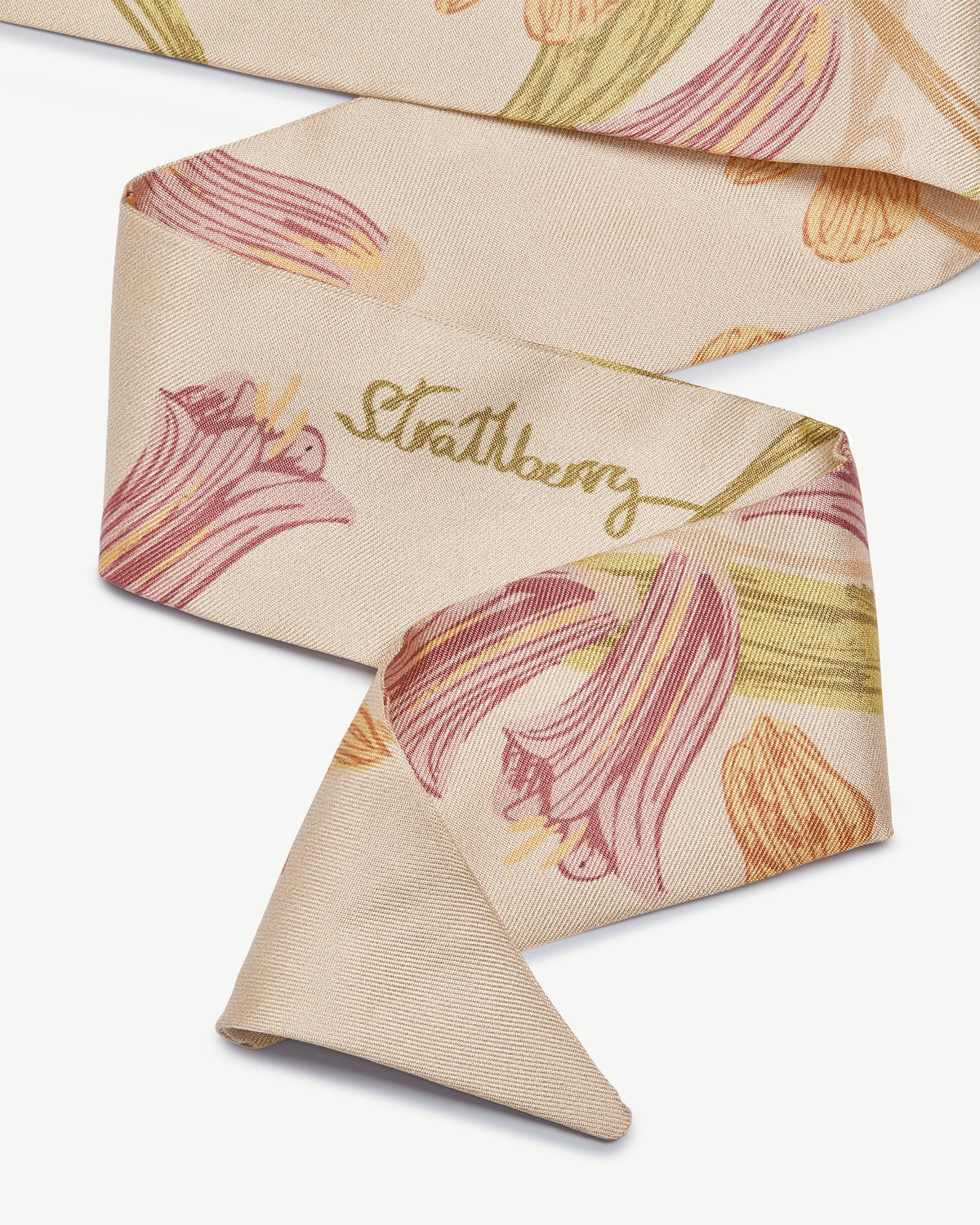 Silk Skinny Scarf - Oat/Lime/Pink - View 3