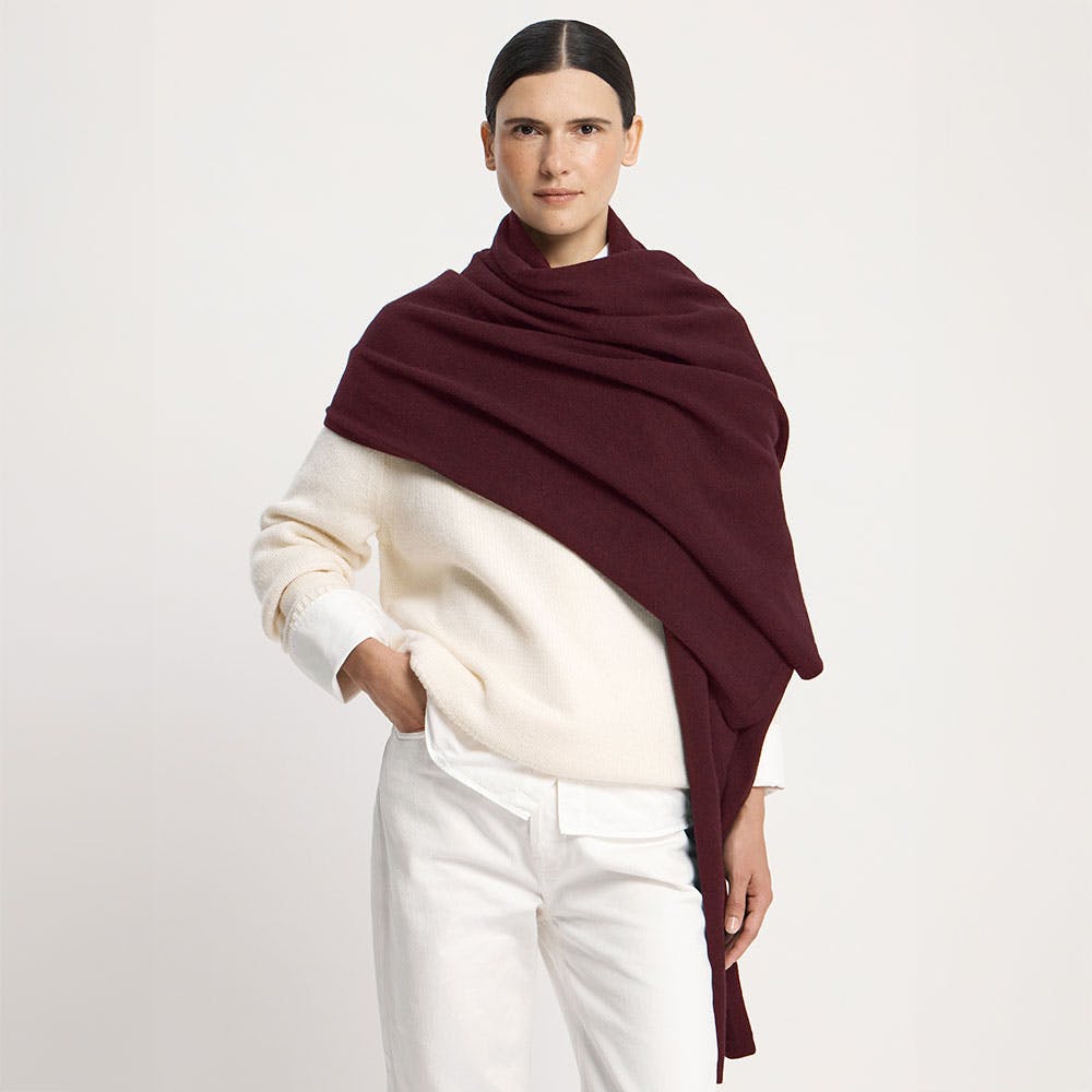 Westray Cashmere Travel Wrap - Burgundy - View 1