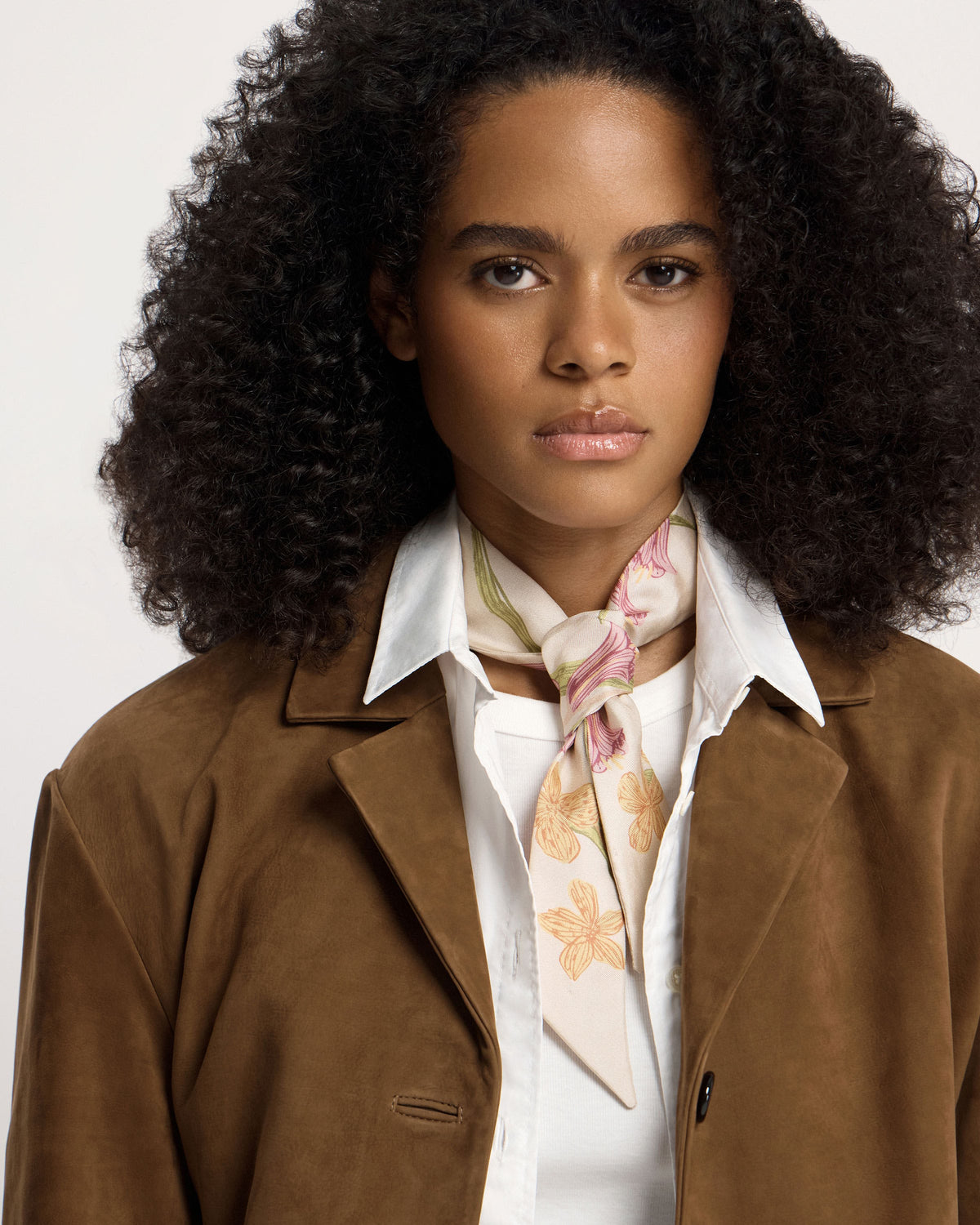 Silk Skinny Scarf - Oat/Lime/Pink - View 6