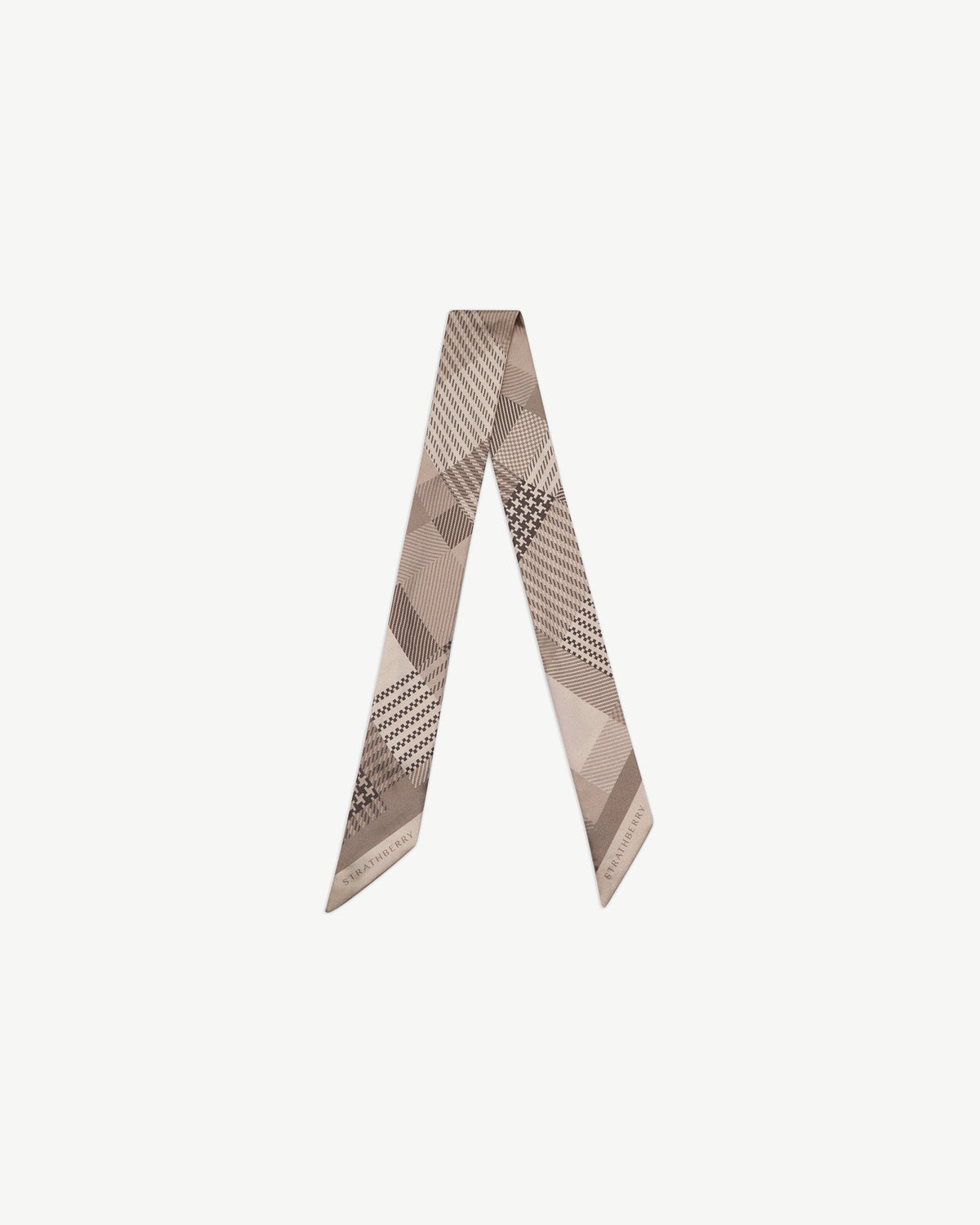 Silk Skinny Scarf - Oat Tartan - View 2