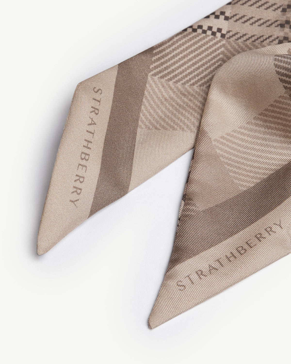 Silk Skinny Scarf - Oat Tartan - View 3