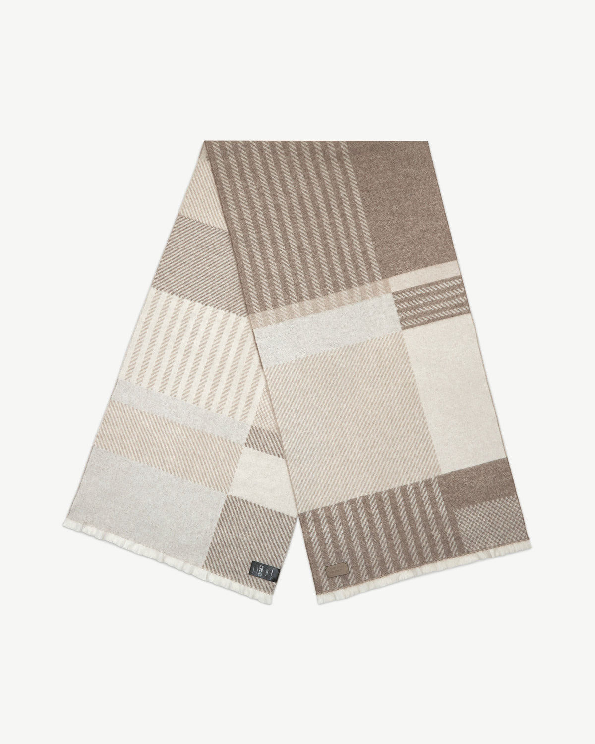 Tartan Cashmere Scarf - Taupe - View 2