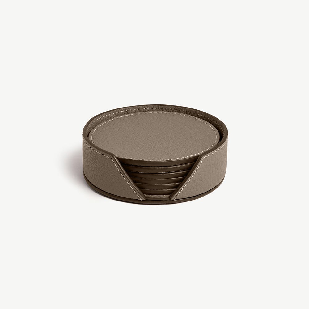 Leather Coasters - Taupe - View 1
