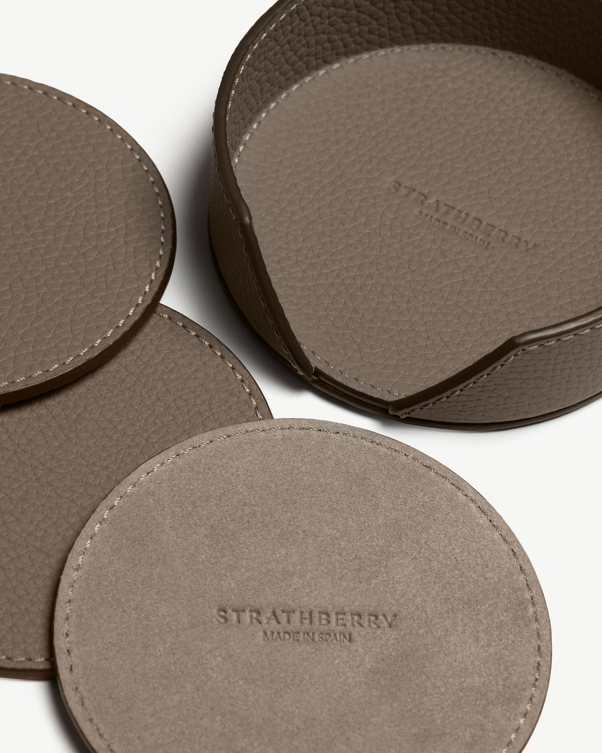 Leather Coasters - Taupe - View 4