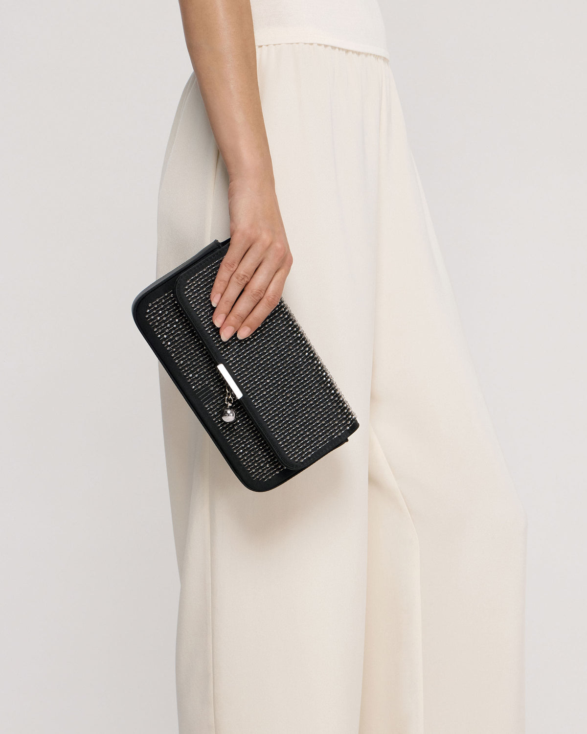 Nocturn Clutch - Black Embroidered Satin - image 25